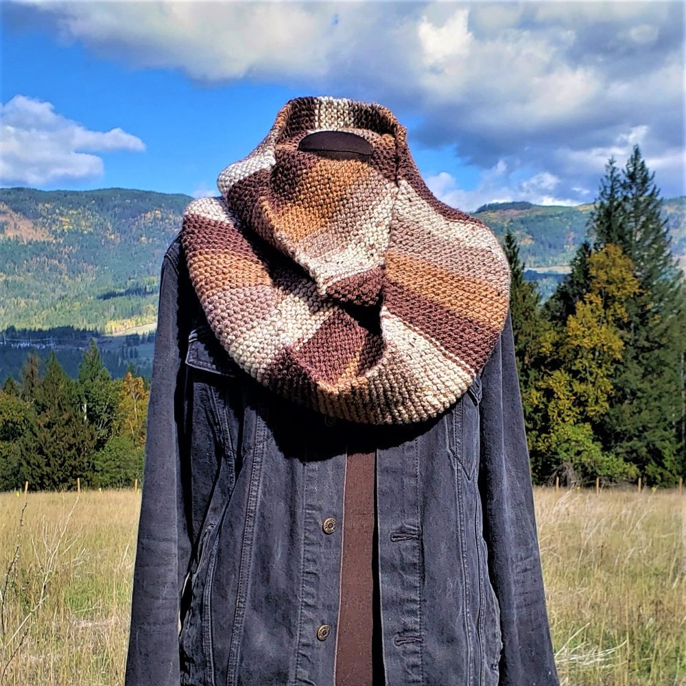Wood Grain, Handmade Bulky Knit Infinity Scarf